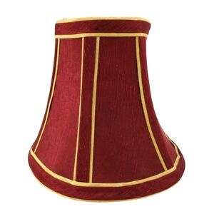Burgundy Red Faux Silk Bell Chandelier Lamp Shade Gold Trim Flame Clip On Sconce